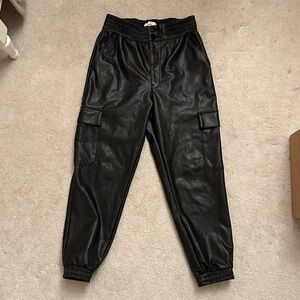 Abercrombie & Fitch Black Faux Leather Cargo Joggers